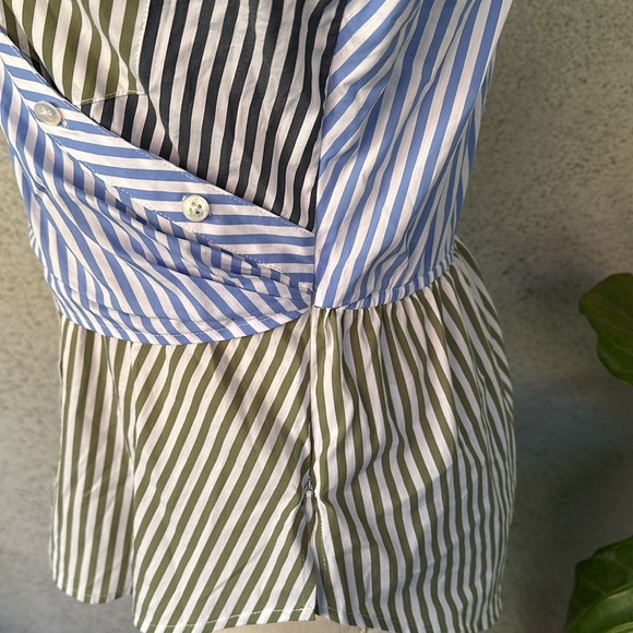 VERONICA BEARD | Striped Assymetrical Button Down Top - Picture 4 of 12